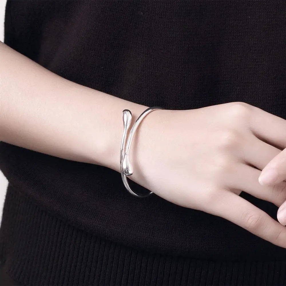 Hot Pretty 925 Sterling Silver Water drop Pendant bangle Bracelet necklace earring ring for women Fashion Party Gift Jewelry set