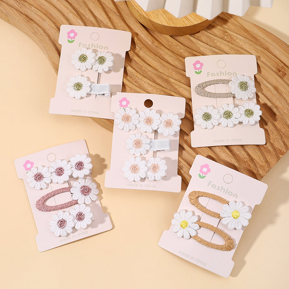 5/2/1/pcs Ins Daisy Flower Hair Clips Baby Girl Hairpins for Kids Lace White Barette Princess Hooks Infant Accessories Korean