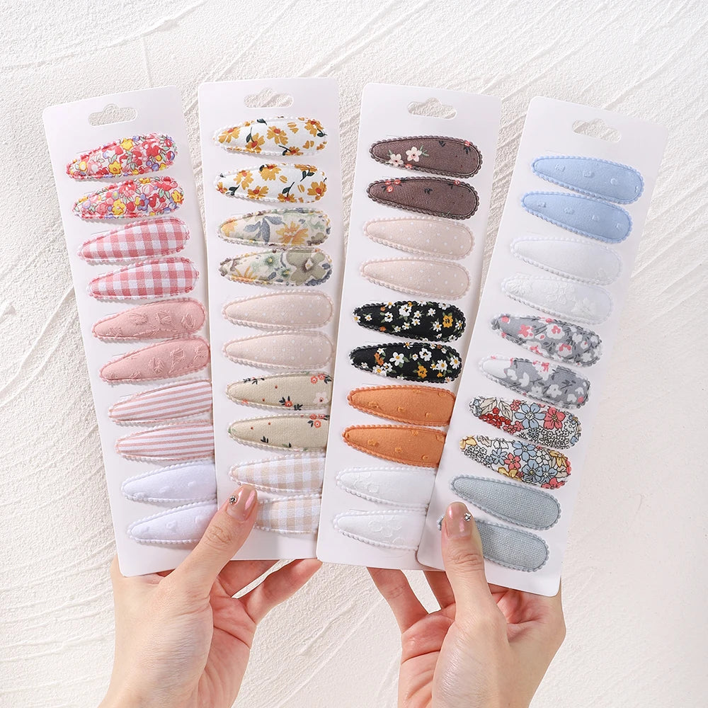 6/10Pcs Fashion Print Hairclips with Paper Jam Girl Waterdrop Broken Hair BB Clip Handmade Hairpin Headwear Kid Hair Accessories