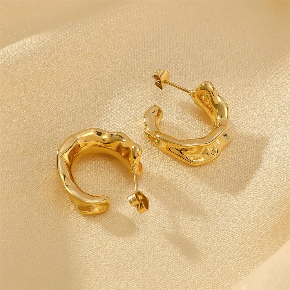 New Stylish Unique Stainless Steel Round Ring Stain Less Sleek Metal Earrings Individualistic Unusual Jewelry High Quality Gift