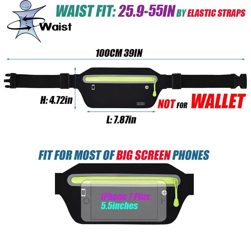 Hidden Waist Bag Sports Phone Men's Belt Bag Ultra-Thin Waterproof Mini Fanny Pack New Hot Women Run Light Waist Pouch