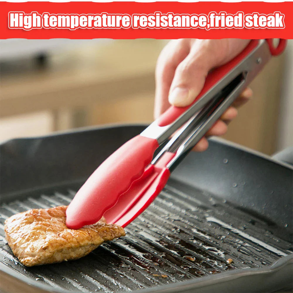 7/9/12 inch Small Silicone Clips Bread Barbecue tongs Steak Clip Food Clips BBQ Cooking Baking Salad Kitchen Accessories