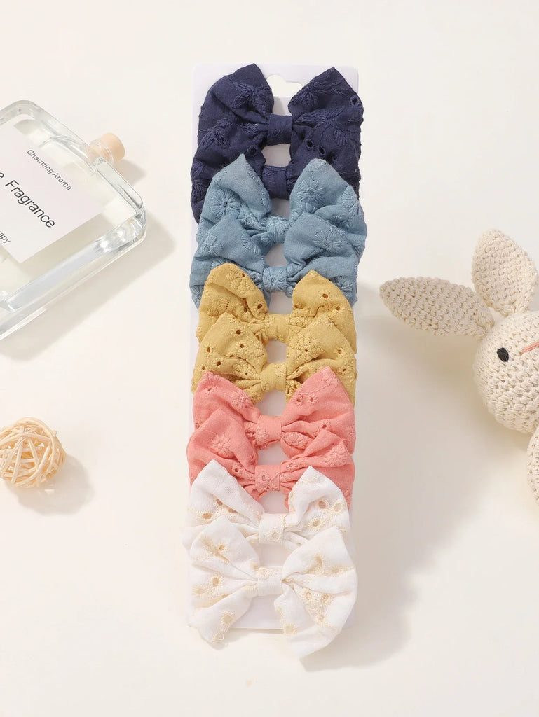 10pcs/set Embroidery Bows Hair Clips Hairpins for Girls Handmade Cotton Barrettes Kids Butterfly Headwear Baby Hair Accessories