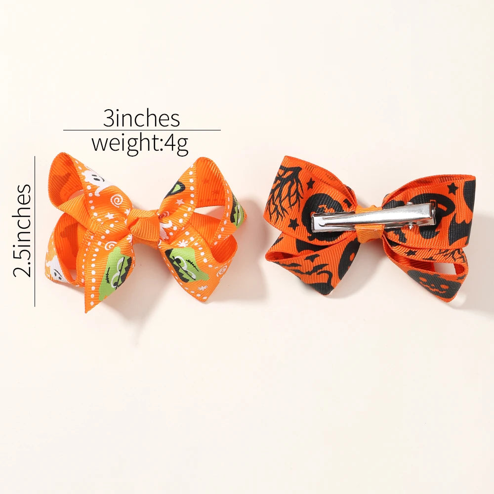 4Pcs/Set Cute Halloween Bow Hair Clip Fashion Kids Girl Hairpin Party Decoration Barrettes Baby Hair Accessories Gift Wholesale