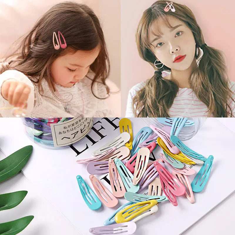 10-40Pcs/pack Colors Hair Clips For Women Girls Fashion Solid Kids Hair Accessories Snap Metal Barrettes Hairpins Clip Bobby Pin