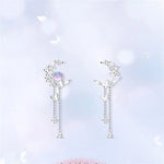 Load image into Gallery viewer, Delicate Cute Zircon Moon Tassel Butterfly Stud Earrings For Women Korean New Fashion Asymmetric Earrings Girls Party Jewelry
