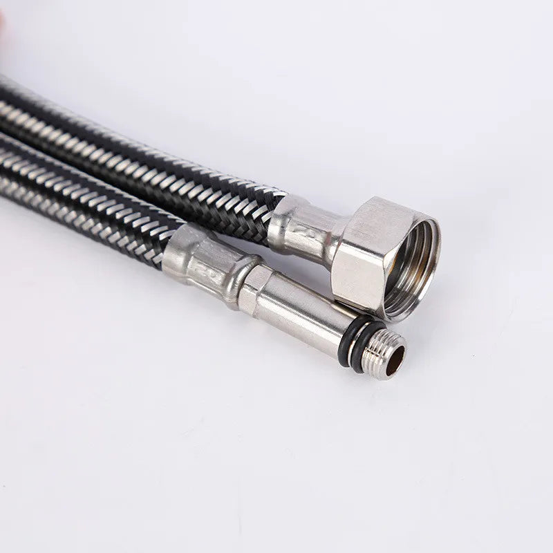 Faucet accessories 2PCS 60cm stainless steel nylon braided hose bathroom heat-resistant faucet basin sink kitchen hose G1/2 G3/8