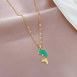 Load image into Gallery viewer, [Titanium Steel] Fashionable and Versatile Zirconia Dolphin Necklace Women's Clavicle Chain Titanium Steel Jewelry
