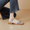 2024 Summer New PU Leather Women's Flat Sandals Casual Strap Open Toe Bow Women's Shoes Casual Sandals