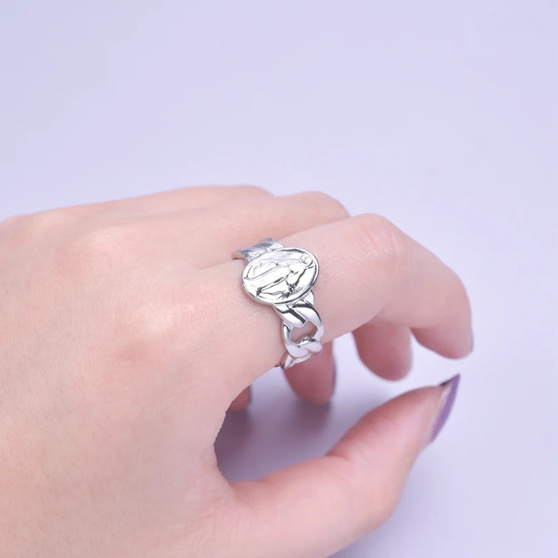 Silver Color Fashion Simple Ring for Women Girls Stainless Steel Jewelry Charm Resizable Open Finger Ring Minimalist Style