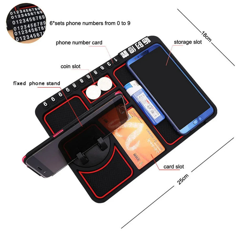 Silicone Car Anti-Slip Mat Auto Phone Holder Non Slip Sticky Anti Slide Dash Phone Mount Parking Number Card Car Pad Mat Gadget