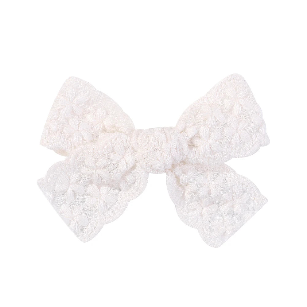 1pcs Embroidery Bowknot Safe Hair Clips for Girls Boutique Bows Hairpins Cute Barrettes Headwear Kids Baby Hair Accessories