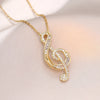 Elegant Shiny Zircon Music Note Pendant Necklaces for Women Girls Stainless Steel Chain Jewelry Accessories Gifts for Friends