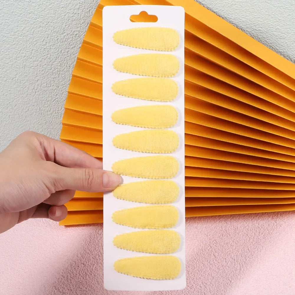 10Pcs/Set Cute Women Solid Plush Snap BB Clip for Girls Hairpin Barrettes Hair Clips Headwear Kids Hair Accessories Wholesale