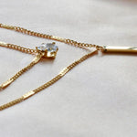 Load image into Gallery viewer, Double Layer Crystal Zircon Pendant Necklace For Women Female Vintage Stainless Steel Choker Chain Neck Wedding Jewelry Gift
