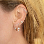 Load image into Gallery viewer, New Design Stainless Steel Cubic Zirconia Hoop Earrings For Women Gold Color Pendant Cartilage Piercing Earring Unusual Jewelry
