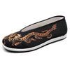 Old Beijing Cloth Shoes Men Soft Sole Chinese Embroidery Male Shoes Chinese Style Yellow Black Dragon Round Mouth Loafer Shoes