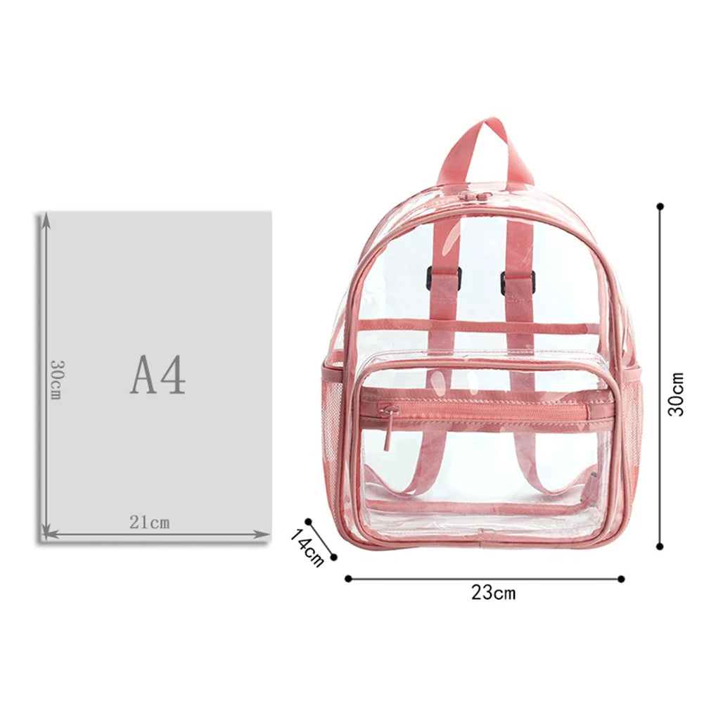 Transparent Backpack Waterproof PVC Student Jelly Rucksack Storage Bag Men Women Clear Backpacks Top-Handle School Book Bag