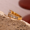 Asymmetric Open Zircon Shell Stainless Steel Ring Waterproof Fashion Texture Unusual Stain Less Textured Jewelry