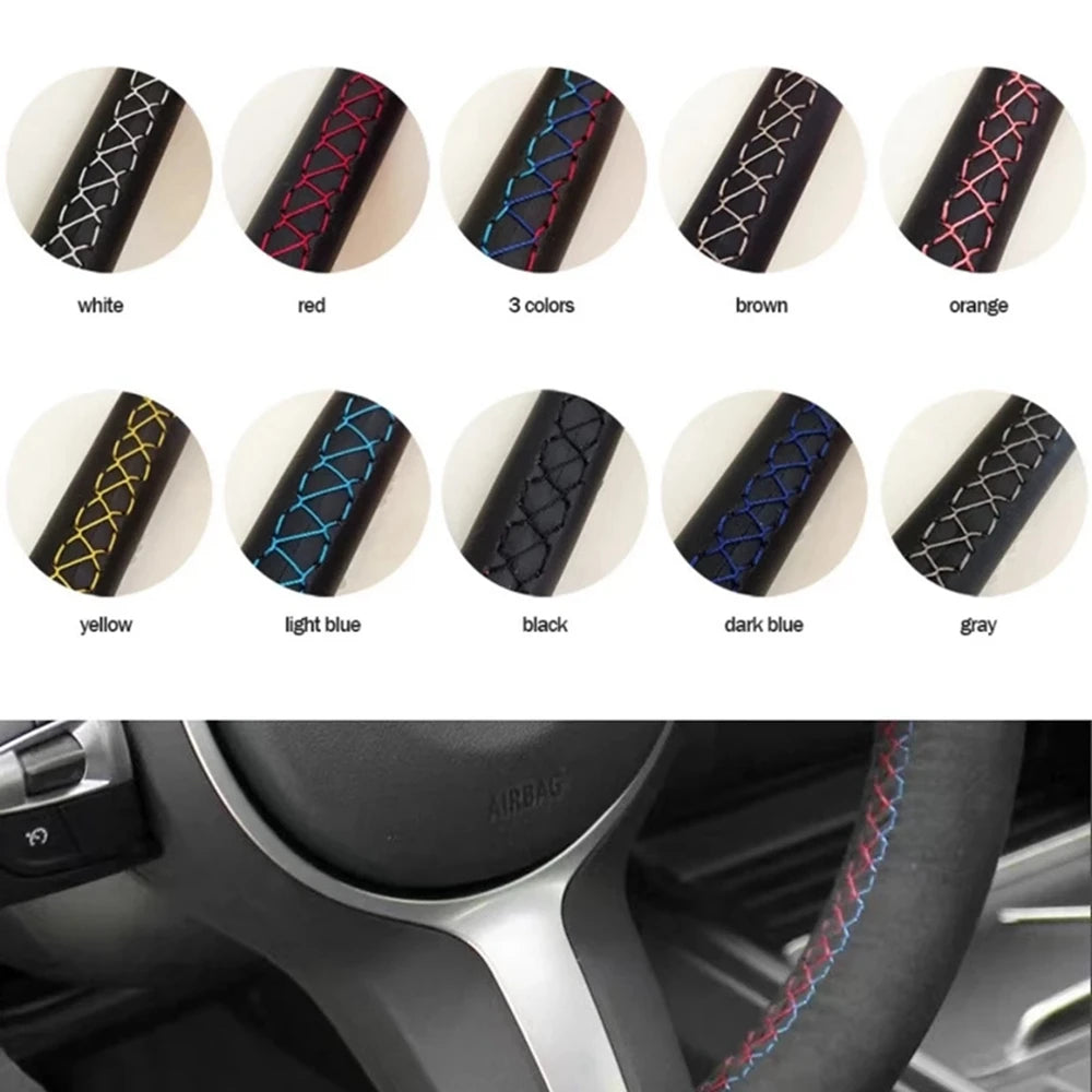 Customized Braid Car Steering Wheel Cover Nappe Leather For BMW M Sport E46 330i 330Ci E39 540i 525i 530i M3 M5 Car Accessories