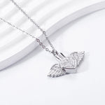 Load image into Gallery viewer, Heart with Angel Wings Stainless Steel Cremation Jewelry Necklace Urn Memorial Keepsake Pendant for Ashes with Funnel Fill Kit
