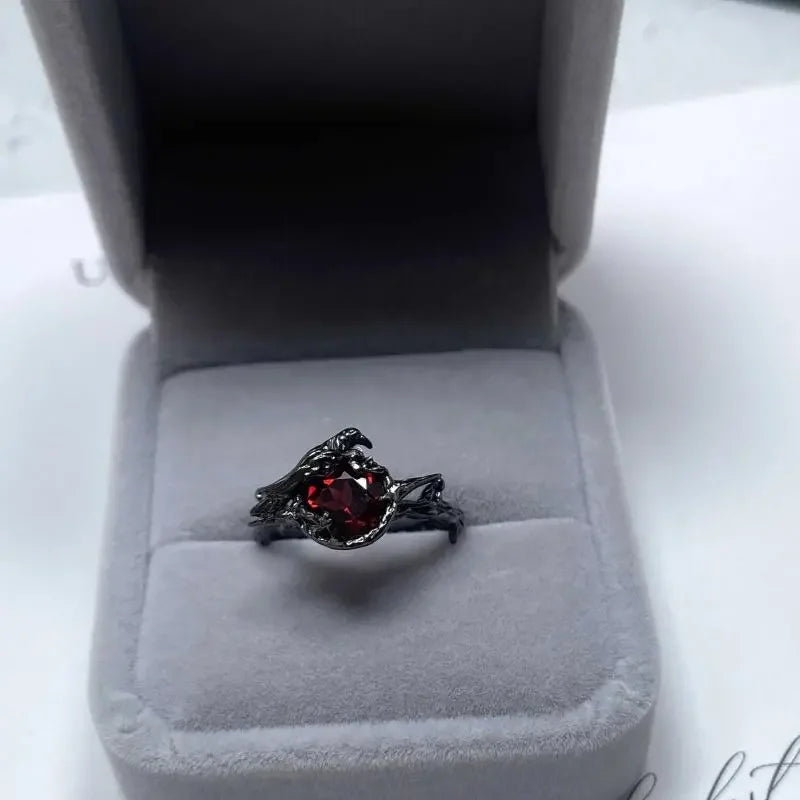 Game Love and Deepspace Sylus Cosplay Rings Unisex Crow Design Zircon Adjustable Opening Ring Accessories Jewelry Gifts