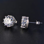 Load image into Gallery viewer, New Lab Diamond Created Shiny Moissanite Gemstone 925 Sterling Silver Crown Stud Earrings Crystal Jewelry For Women Wedding Gift
