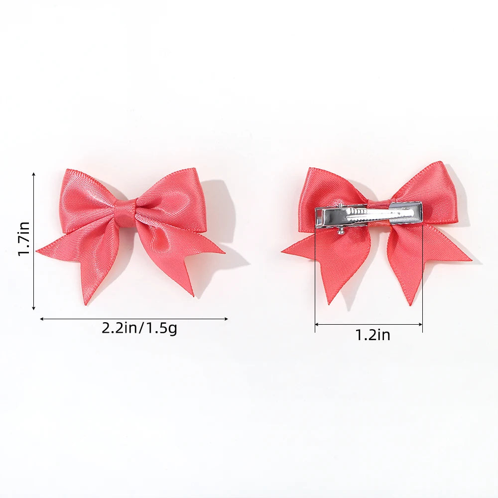 10Pcs/Set Classical Solid Ribbon Bow Hair Clips for Kids Girl Handmade Bows Hairpin Barrettes Headwear Children Hair Accessories