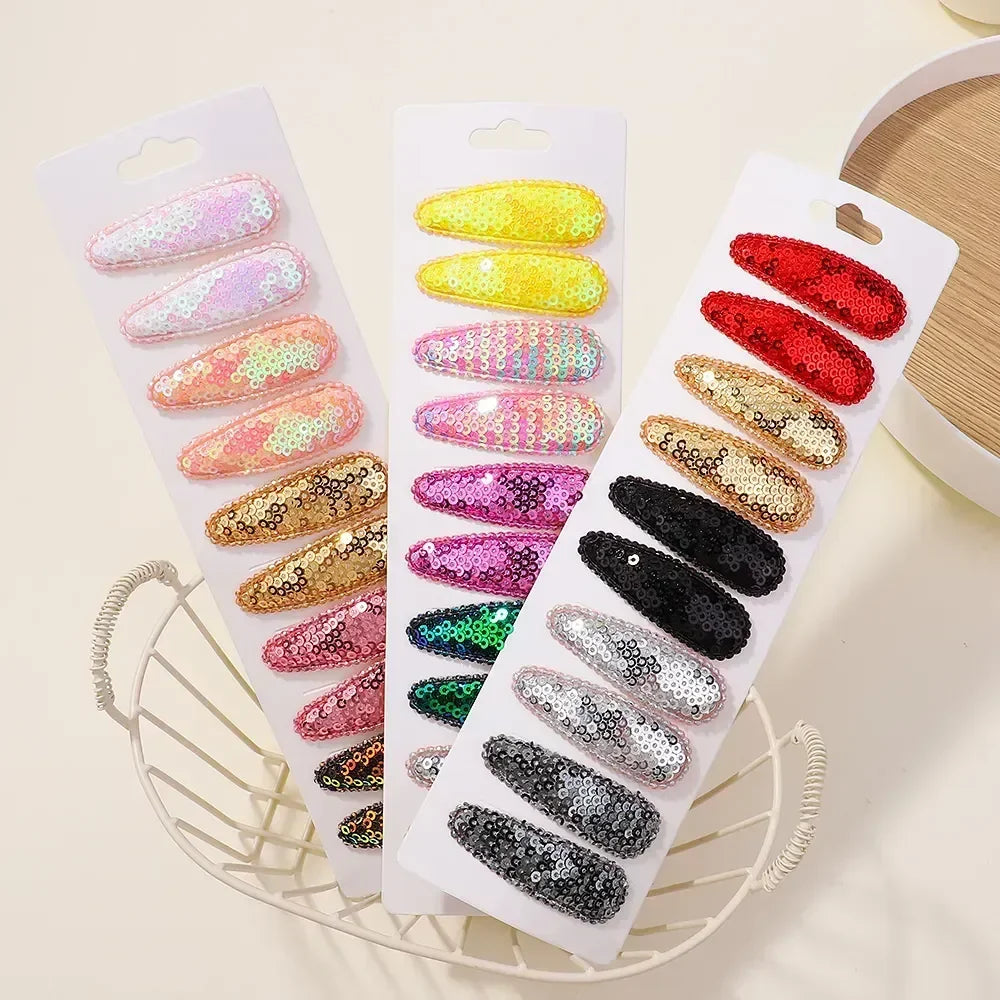 10Pcs/Set Gradient Sequins Metal BB Clips Hair Clips for Kids Handmade Solid Color Hairpins Barrettes Girl Hair Accessories Sets