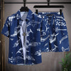 Men's Hawaiian Beach Set Single Breasted Short Sleeve Shirt and Shorts Casual Summer Vacation Travel Outfit