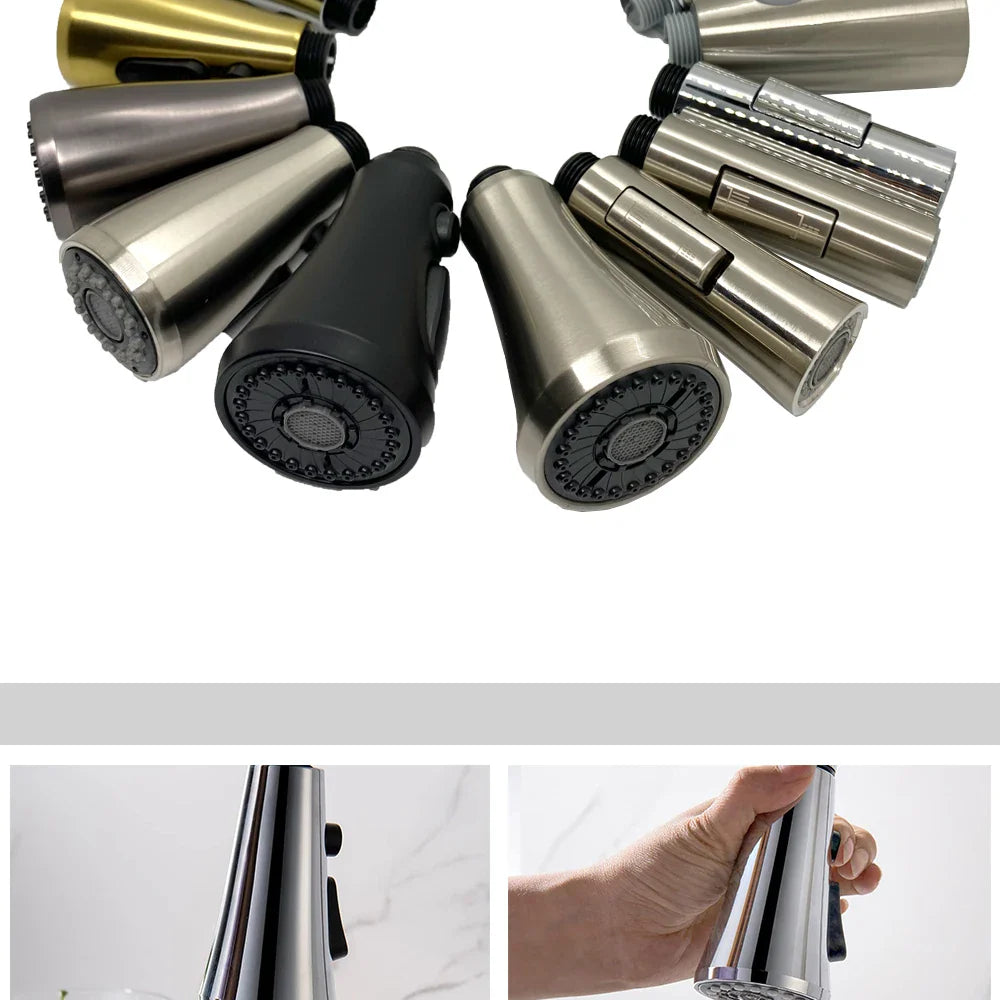 Kitchen Faucet Sprayer Nozzle Pull Out Shower Spray Head G1/2 Tap Accessory Replacement Black Golden Head Aerator Nozzle
