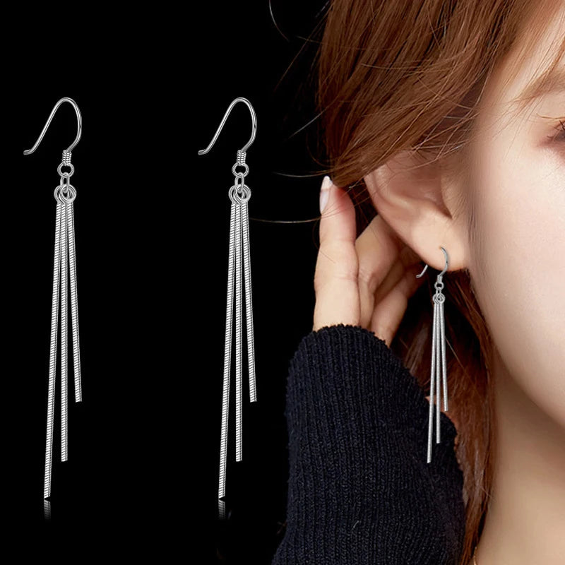 Fanqieliu 925 Silver Needle New Woman's Fashion Jewelry Long Multi Piece Chain Drop Earrings FQL23533