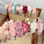 Load image into Gallery viewer, 1pcs Bride Wedding Hairband Artificial Flower Crown Headband Hair Accessories Women Girls Sweet Floral Hair Hoop Party Headwear
