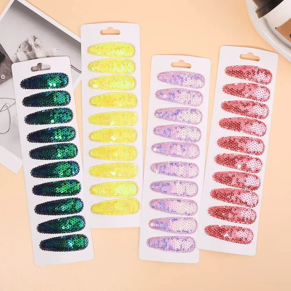 10Pcs/Set Gradient Sequins Metal BB Clips Hair Clips for Kids Handmade Solid Color Hairpins Barrettes Girl Hair Accessories Sets