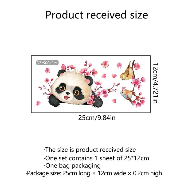 12*25cm Branches Plum Blossom Panda Wall Stickers Switch Stickers Living Room Home Decorative Wall Stickers Wallpaper Room Decor