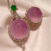 Natural Ice seed Jade Chalcedony Violet colour Large Jewelry Sets Romantic and Creative Sweet Wedding Engagement Necklace Ring