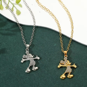 Disney Mickey Mouse Luxury Rhinestones Necklace Kawaii Gold Color Silver Color Mickey Neck Chain for Man Accessories Gifts