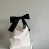 Sweet Y2k Fashion Shoulder Underarm Bag Casual Canvas Simple Clutches Trendy Chic All Match Bow Design Purse and Handbags