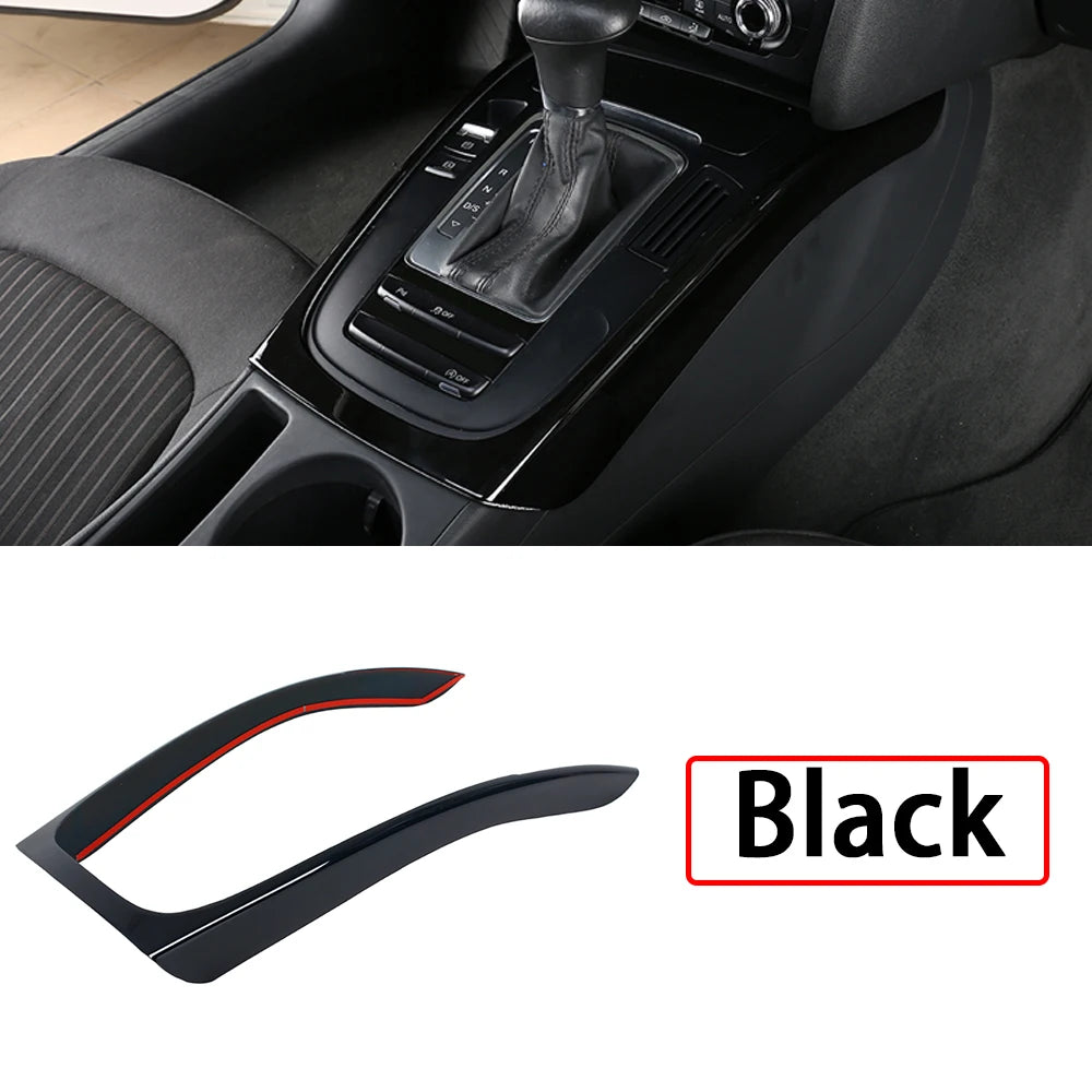 For  Audi A4 B8 A5 2009-2016 Carbon Fiber Look Center Interior Console Gear Shift Frame Decoration Cover Trim Car Accessories