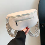 Load image into Gallery viewer, PU Leather Simple Shoulder Bag Women's Solid Bum Bag Multi-pocket Chest Bag Wide Strap Fashion Waist Bag Retro Street Fanny Pack
