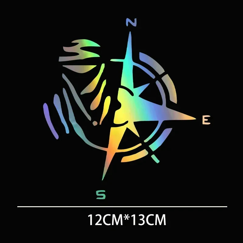 12*13CM Laser Car Sticker Creative Design Personality Fashion Compass Decoration Accessories Waterproof Cover Scratch Decal