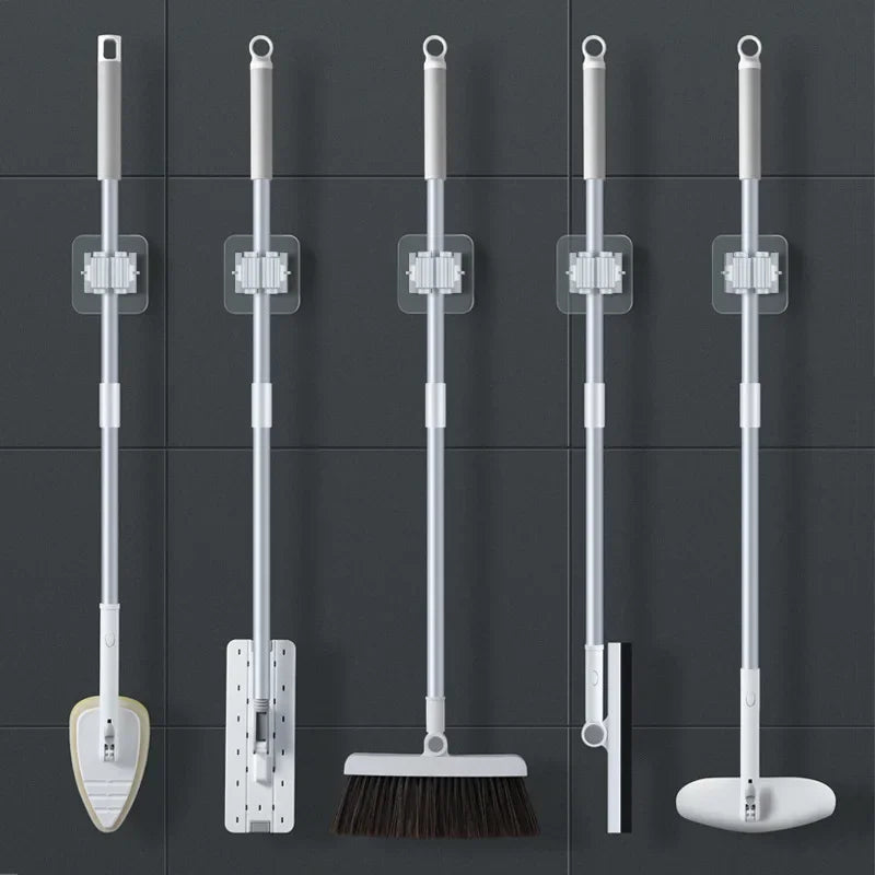 2/4PCS Bathroom Suction Cup Hanging Rack Traceless Wall Mounted Mop Broom Holder Waterproof Home Storage Organizer Hooks