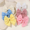 1Pcs Solid Color Cotton Hair Bows With Clip For Children Girls Handmade Hairpins Barrettes Headwear Kids Hair Accessories Gifts