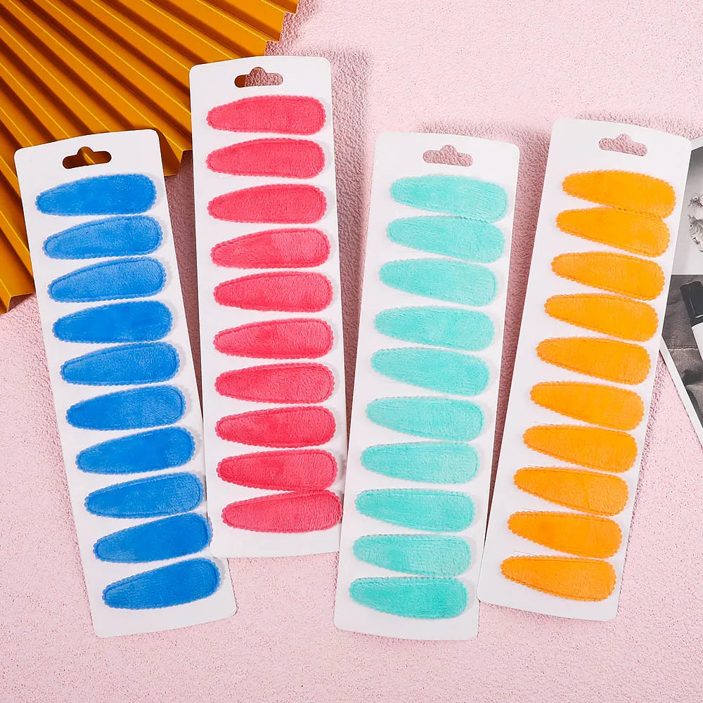 10Pcs/Set Cute Women Solid Plush Snap BB Clip for Girls Hairpin Barrettes Hair Clips Headwear Kids Hair Accessories Wholesale