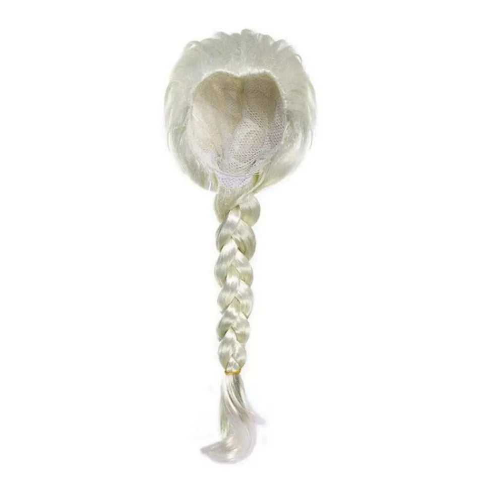 Girls Elsa Wig Movies Snow Queen Elsa Blonde Hair Cosplay Wigs For Kids Halloween Carnival Purim Masquerade Party Hair Accessori