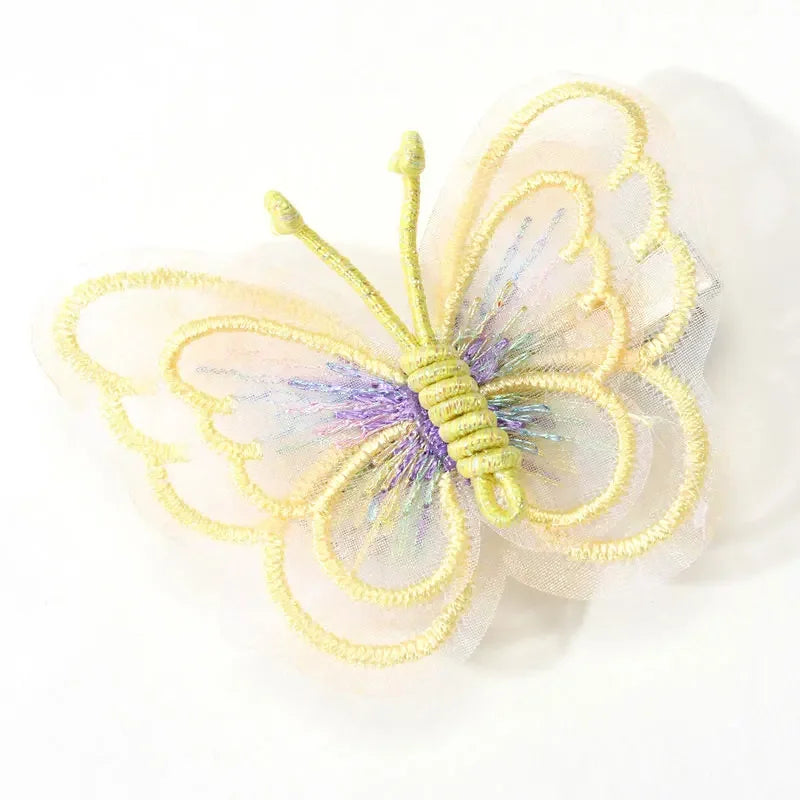 2Pcs Butterfly Hair Clip For Girl Embroidery Barrettes Fairy Hairpin Kids Hair Decor Hairpins Headwear Lovely Hair Accessories