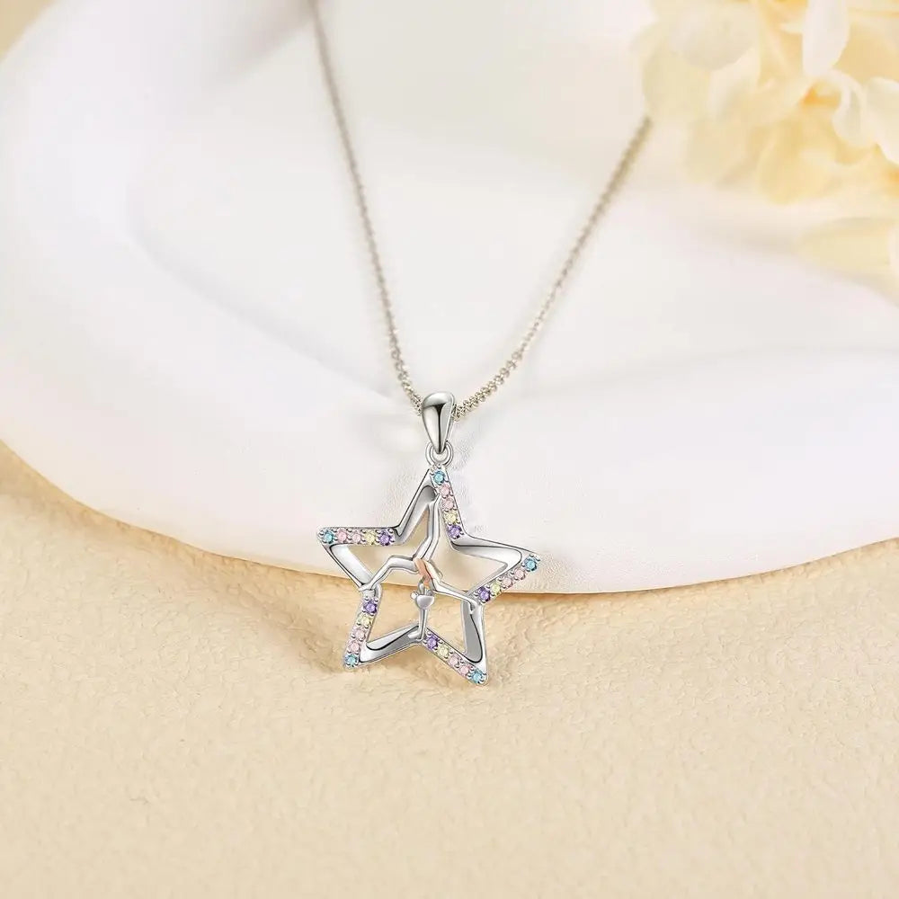 Gymnastics Player Detail Star Pendant Necklace Jewelry Gift for Dance EnthusiastsAnniversary Party Gifts Jewelryin A Niche Style