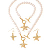 Pearl starfish pendant necklace bracelet earrings elegant and fashionable daily banquet jewelry gift set 2024