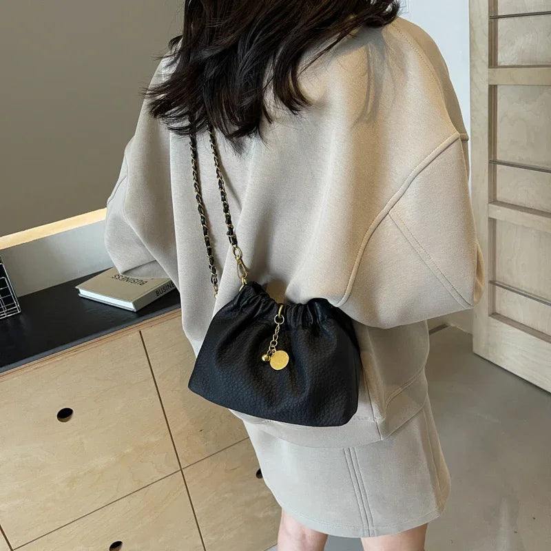 LEFTSIDE Mini PU Leather Shoulder Bags for Women 2024 Y2K Korean Fashion Trend Female Bucket Crossbody Bag Lady Handbags