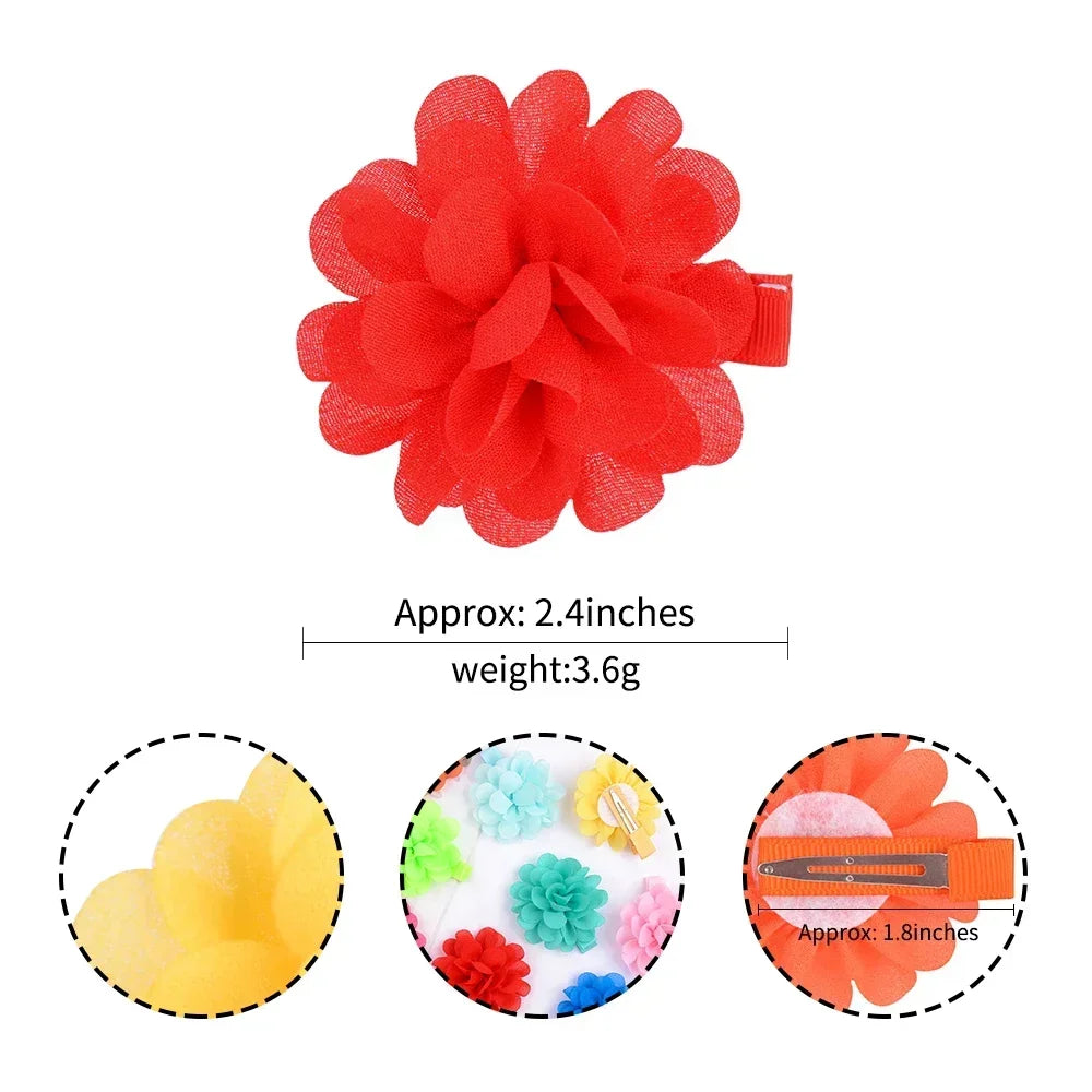 5/3Pcs Children Handmade Chiffon Petals Poppy Flower Hair Clips Rolled Rose Fabric Hair Flowers for Kids Girls Hair Accessories